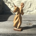 Vintage European Hand Carved 3    Wooden  Angel Playing String Instrument