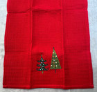 Christmas Tree Holiday Cotton Waffle Weave Dish Tea Towel Red 26  X 15 