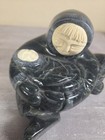 Hand Carved Inuit Soapstone Carving  mother And Child  Signed