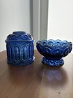 Rare Htf Le Smith Cobalt Blue Moon   Stars Fairy Lamp Vg Condition
