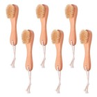 6 Pcs Natural Bristle Face Exfoliator Brushes - Wooden Facial Cleansing Scrub Se
