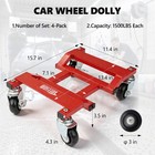 Car Dolly Set Of 4  6000 Lbs Capacity  Heavy Duty Wheel Dollies Red