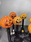 Vtg Halloween Blow Mold Pumpkin Atico 1989 Candle Stick Window Lights Lot Of 10
