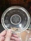 Plate Dish Crystal Clear Etched Glass W  Sterling Silver Reticulated Rim Webster