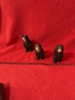 3 Black Bear Figurine Statues Decor Wood Carving c28 