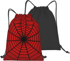 Red Spider Web Drawstring Bags Spiders Web Pattern On Bright Red Background Stri