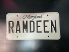 License Plate  Maryland  Vanity   Ramdeen