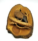 Wall Plaque Hand Carved Wood Blue Jay Bird With Crest Decor Signed By Artist 