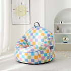 Compressed Foam Bean Bag Chair For Kids  Rainbow Checkerboard