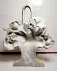Antique Vintage Cast Iron Door Stop Flower Basket Size 10 X 8 Inches Nice Patina