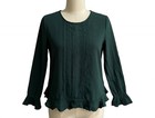 Ann Taylor Crewneck Pullover Tunic Ruffle Blouse Dress Shirt Top    green    medium