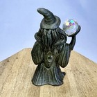 Vintage Spoontiques 1986 Pewter Wizard Red Eyes Faceted Crystal Ball Figurine