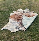 Original 6 X 7 Ft Cowhide Area Leather Rug Large Brown   White Cow Skin Cow Hide