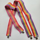 Vintage Wide Rainbow Suspenders W  Cute Silver Cloud Clips Pride Elastic