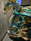 Dragon Green gold Statue Fantasy Collectible Figurine Room Deco 6 5 X 9 5   