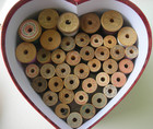 Vintage Lot 40 Wooden Thread Spools Belding  Bead Craft  Nymo  C c In Box Sewing