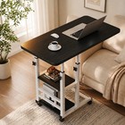 Laptop Table 4 Wheel Rolling Desk  Overbed Adjustable   Sturdy With Dual Shelves