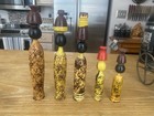 Vintage Egyptian Spindle Dolls Set Of 5 Hand Painted Wood Folk Art Made In Egypt