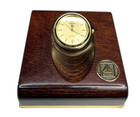 Vintage Citgo Small Desk Clock Brass   Wood Needs Battery
