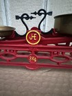 Antique Red Cast Iron Balance Scale With Brass Pans  3 Kg Capacity 