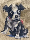 Antique Needlepoint Boston Terrier Puppy Door Stop Door Wedge