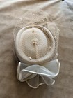 Vtg Ivory Straw Pillbox Church Hat Flower Mesh Veil Derby Taiwan