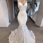 Mermaid Wedding Dresses Spaghetti Straps Lace Appliques Elegant Bridal Gowns