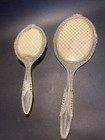 Antique  Retro  Vintage Clear Plastic Vanity Brush And Mirror Set