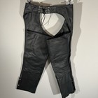Fmc Black Leather Motorcycle Chaps Women   s Xxs Fully Lined Adjustable 28   35in