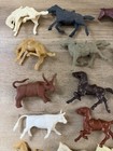 Vintage Plastic Farm   Western Animals Lot     Horses Cows Bulls Roosters Marx 50s