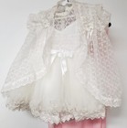 Vtg Pageant Circle Dress Toddler 3t White Ruffled Sheer Wedding Lace 2 Piece