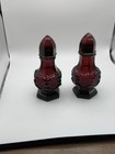 Avon 1876 Cape Cod Collection Ruby Red Glass Salt   Pepper Shakers