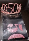 50th Pink   Black Birthday Tiara And Sash Set  Metal   Fabric Party Crown