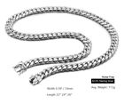 Solid 925 Sterling Silver Miami Cuban Link Chain Men s Necklace 10mm 22  - 28 
