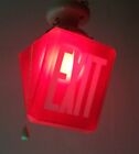 Antique Exit Glass Shade Vtg Light Fixture Porcelain Art Deco Ruby Wired Usa  g9