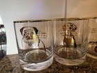 Set 4 Anthropologie Hair Of The Dog Gold Trim Old Fashion Glass Zooey Millie Pug