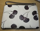 Coach Corner Zip Wristlet Cherry Silver chalk  New With Tags