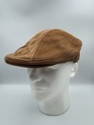 Harley Davidson Vintage Leather Newsboy Cap - Embroidered Logo S m  Brown - Rare