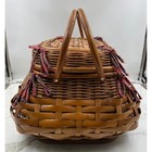 Picnic Time Highland Woven Willow Picnic Basket Red Plaid Wine Cheese Set 4