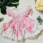 Vintage Girls Full Circle Dress Pink W  Lace Kids Avenue Sz 4 Ruffles Pageant
