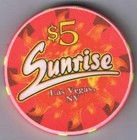 Sunrise Casino  5 00 Casino Chip Las Vegas Nevada
