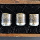 Antique 19thc Russian Niello 84 Silver Cups Veliky Ustyug Gilt Stars Scenic Set