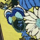 Vtg Handmade Floral Crewel Yarn Embroider Framed 70s Wall Art 18in X 18in