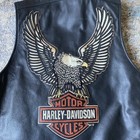 Harley Davidson Leather Vest Mens Medium Big Eagle Patch Lace Up Sides Snaps