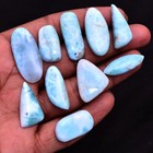 10 Pcs Natural Larimar Cabochon Untreated Glossy 23mm-34mm Loose Gemstones Lot