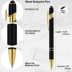 12 Pack Black Gold Ballpoint Pen With Stylus Tip  1 0 Mm Black Ink Smooth Writin