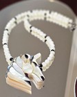 Two Vintage Lee Sands Mother Of Pearl Necklace Abalone Inlaid Horse Flower
