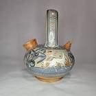 Vintage Handpainted Tonala Pottery Pitcher Signed Mexican Folk Art Deer Large