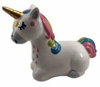 Unicorn Figurine 6    Rainbow Resting Bright Accents Ceramic Collectible Vintage