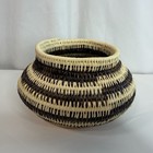 S  African Zulu Handwoven Round  3 5  T   7 w  Brown And Cream Basket